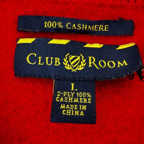 Club Room Men's 100% 2-Ply Cashmere Crewneck Red Pullover Sweater SZ L #2348 - Picture 7 of 12